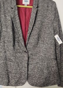 🆕Classic Black & White Tweed Knit Blazer Size XL